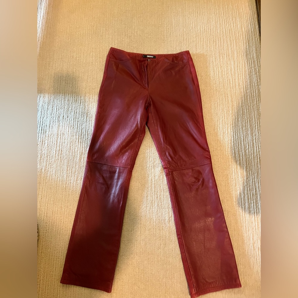 DKNY Red Leather Pants size 12